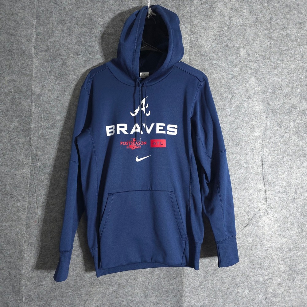 Nike Atlanta Braves Postseason Hoodie Mens S Navy Blue Pullover ATL Baseball Fan